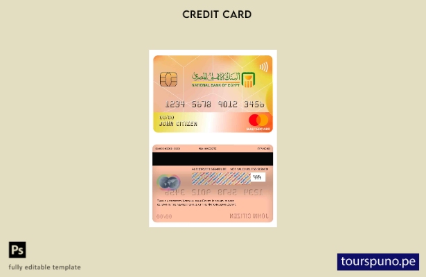 lista para imprimir plantilla de mastercard del banco nacional de Egipto